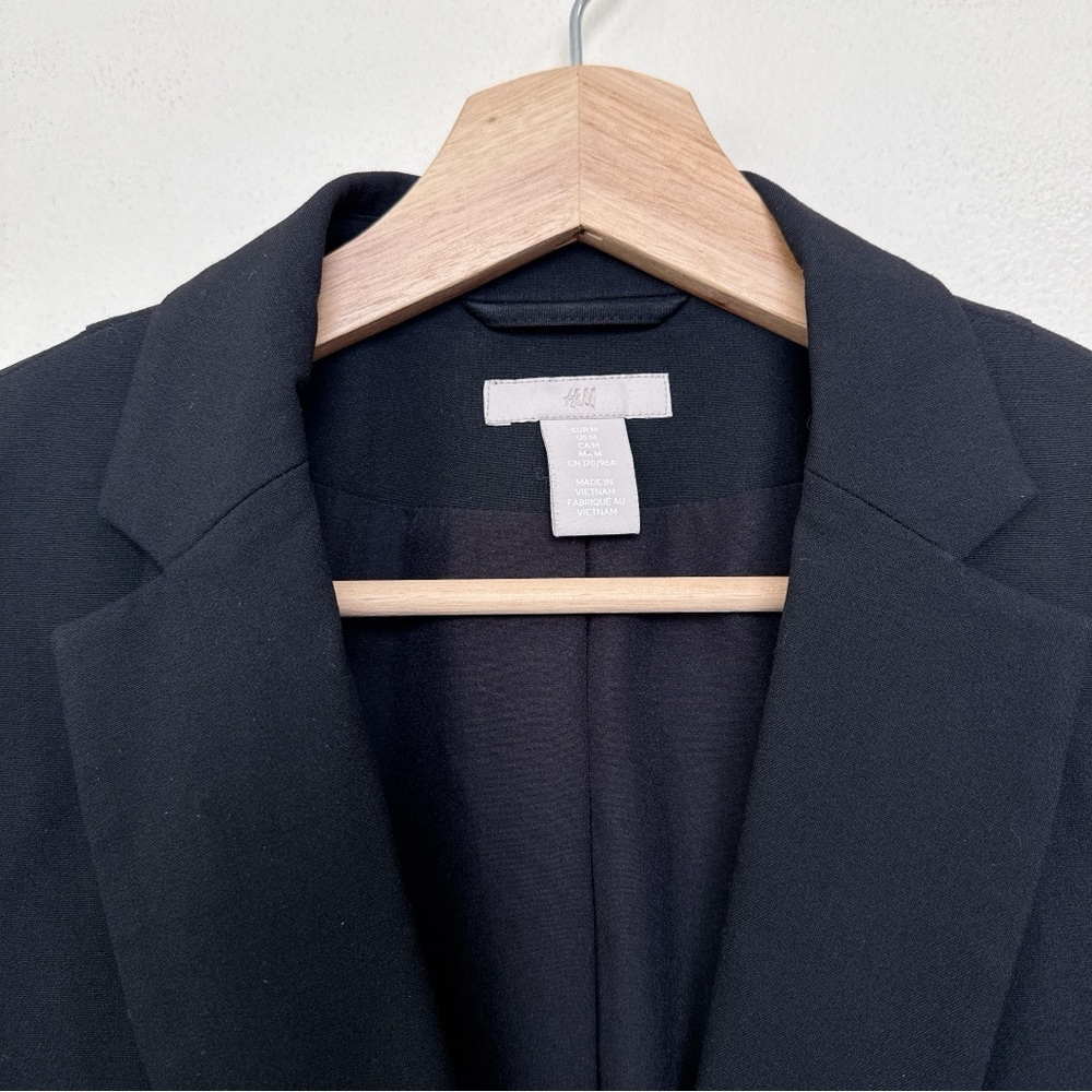H&M Womens Medium Stretch Button Black Soft Blazer - Picture 9 of 13